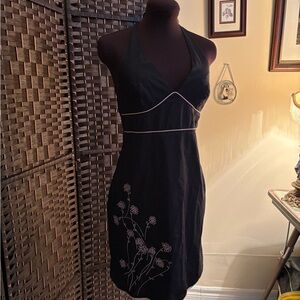 Xhilaration Embroidered Black&Pink Cotton dress